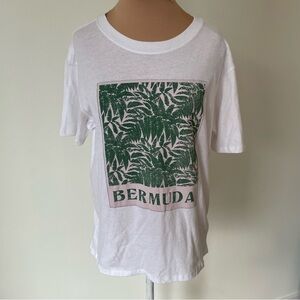 David Lerner New York White Graphic Leafy Bermuda Boyfriend Tee NWT Size Medium